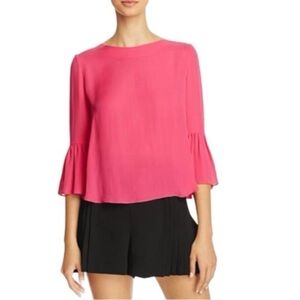 ALICE + OLIVA 100% Silk Pink Bernice 3/4 Sleeve Bateau Neckline Exposed Zipper